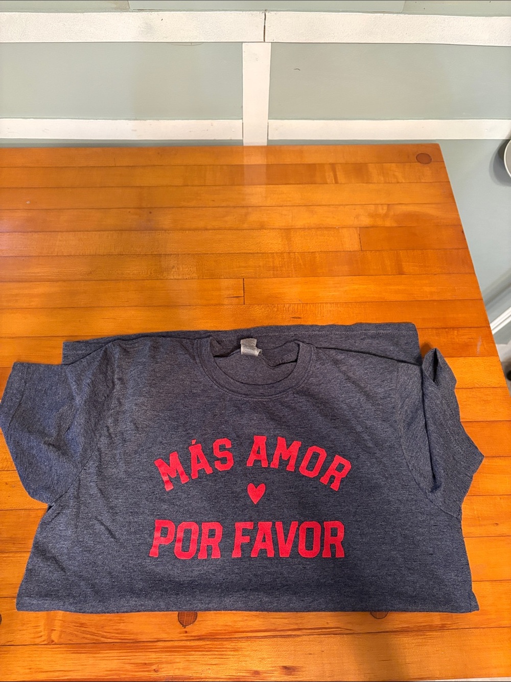 Gildan Navy Short Sleeve Tee with Red Más Amor Print
